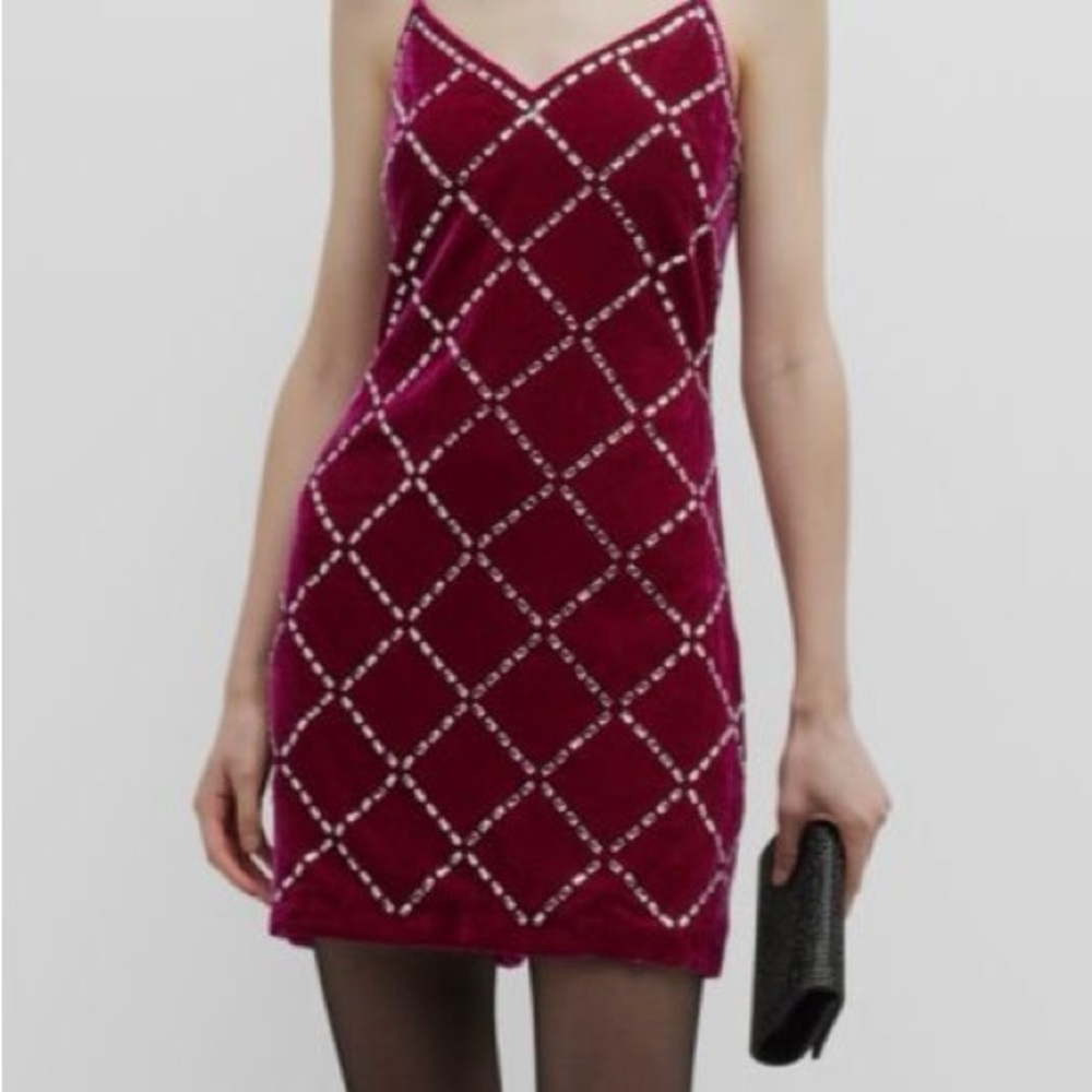 NWT Ramy Brook Velvet Embellished Slip Dress in Plumberry Omega
